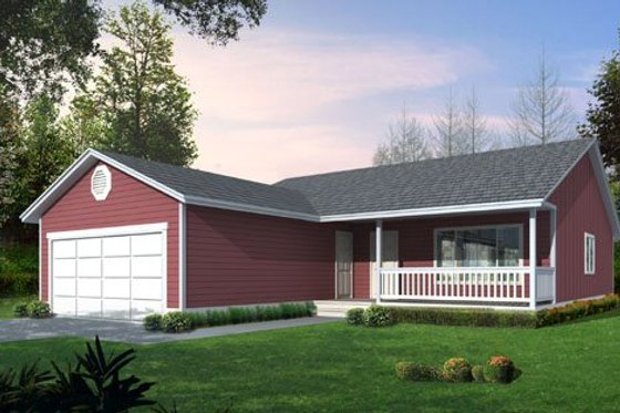 Exterior - Front Elevation for Ranch House Plan #100-468 - 3 bed, 2 bath