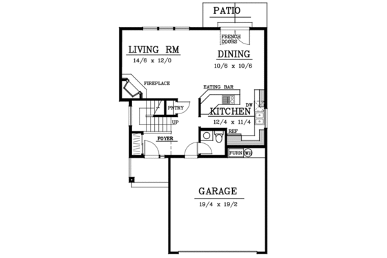 Floor Plan - Main Floor for Traditional House Plan #100-401 - 3 bed, 2.5 bath