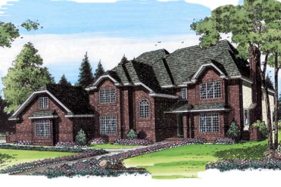 Exterior - Front Elevation for European House Plan #312-810 - 4 bed, 4 bath