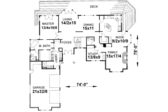 Floor Plan - Main Floor for Traditional House Plan #303-322 - 3 bed, 3.5 bath