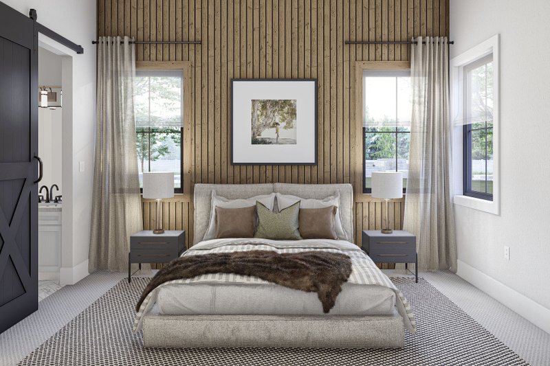 House Blueprint - Interior - Master Bedroom for Barndominium House Plan #455-592 - 3 bed, 2 bath