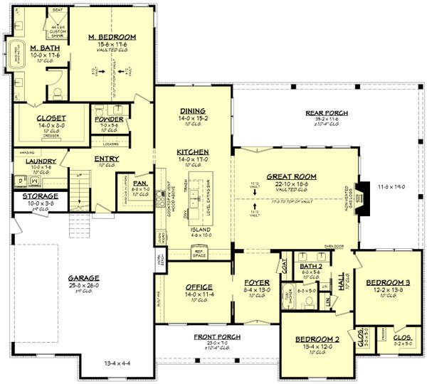House Plan Design - Farmhouse Floor Plan - Main Floor Plan #430-299