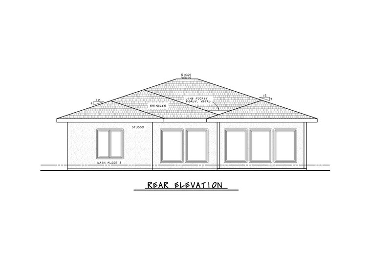 Home Plan - Exterior - Rear Elevation for Modern House Plan #20-2496 - 3 bed, 3 bath