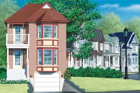 Exterior - Front Elevation for European House Plan #25-4238 - 2 bed, 1.5 bath