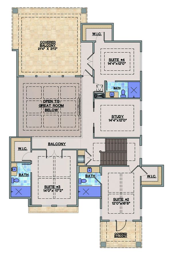 Beach Floor Plan - Upper Floor Plan #548-20