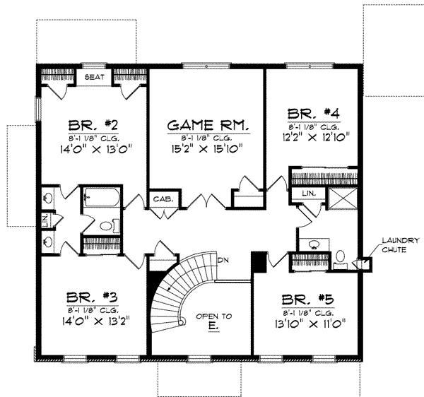 Colonial Floor Plan - Upper Floor Plan #70-601