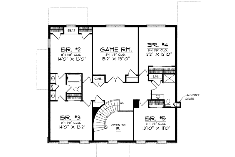 Home Plan - Floor Plan - Upper Floor for Colonial House Plan #70-601 - 5 bed, 3.5 bath