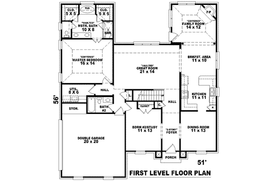 Floor Plan - Main Floor for European House Plan #81-965 - 3 bed, 3 bath
