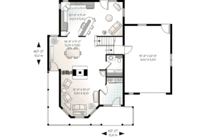 Floor Plan - Main Floor for Farmhouse House Plan #23-499 - 3 bed, 2.5 bath