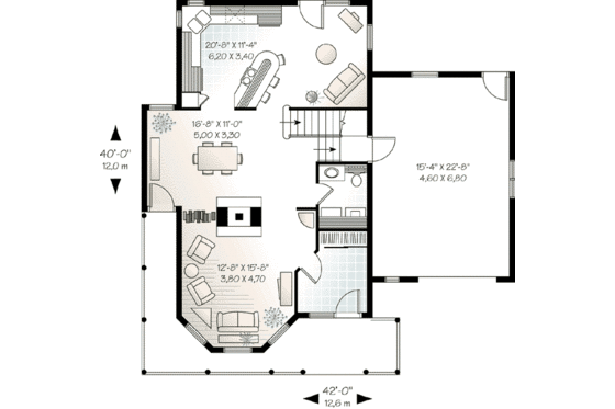 Floor Plan - Main Floor for Farmhouse House Plan #23-499 - 3 bed, 2.5 bath