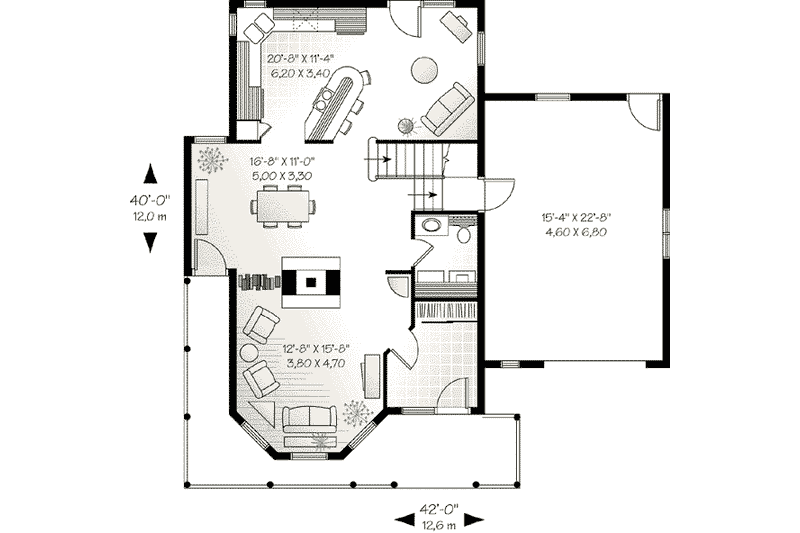 Dream House Plan - Floor Plan - Main Floor for Farmhouse House Plan #23-499 - 3 bed, 2.5 bath