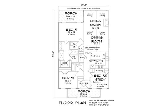 Floor Plan - Main Floor for Cottage House Plan #513-2197 - 3 bed, 2 bath
