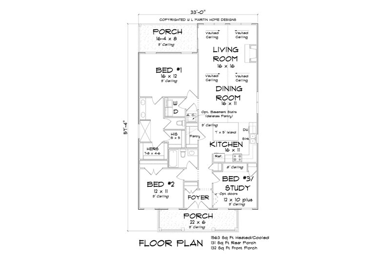 Home Plan - Floor Plan - Main Floor for Cottage House Plan #513-2197 - 3 bed, 2 bath