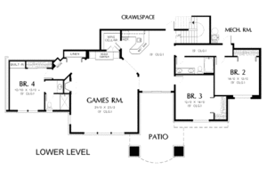 Floor Plan - Lower Floor for European House Plan #48-132 - 5 bed, 3.5 bath