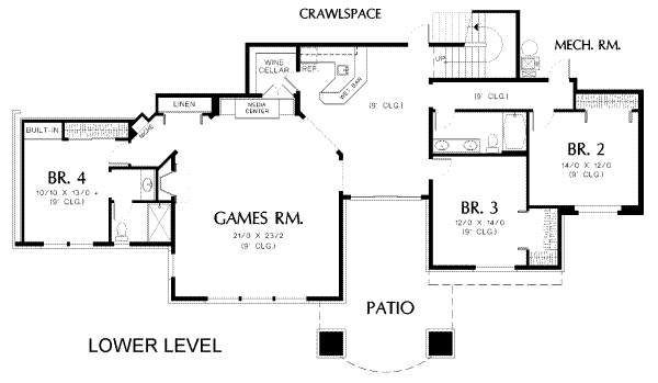 Architectural House Design - European Floor Plan - Lower Floor Plan #48-132