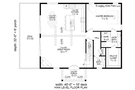 Floor Plan - Main Floor for Southern House Plan #932-898 - 4 bed, 2.5 bath