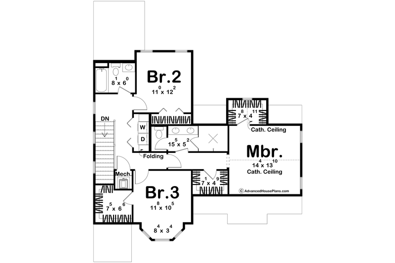 Dream House Plan - Floor Plan - Upper Floor for Modern House Plan #455-430 - 3 bed, 2.5 bath