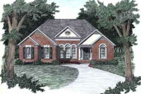 Exterior - Front Elevation for European House Plan #129-138 - 3 bed, 2 bath