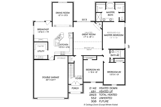 Floor Plan - Main Floor for Traditional House Plan #424-286 - 5 bed, 3 bath