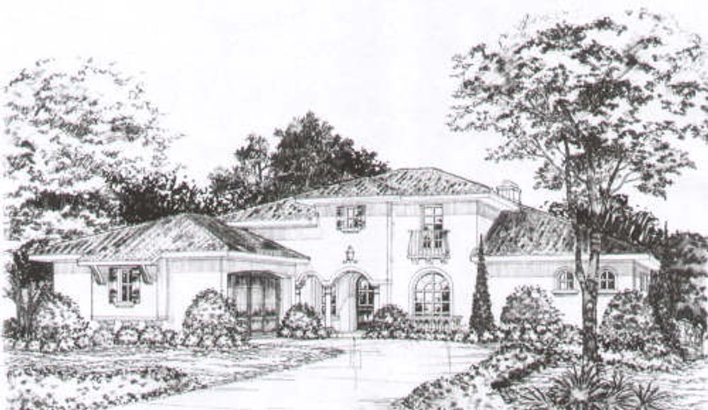 Exterior - Front Elevation 2 for European House Plan #141-227 - 4 bed, 3.5 bath
