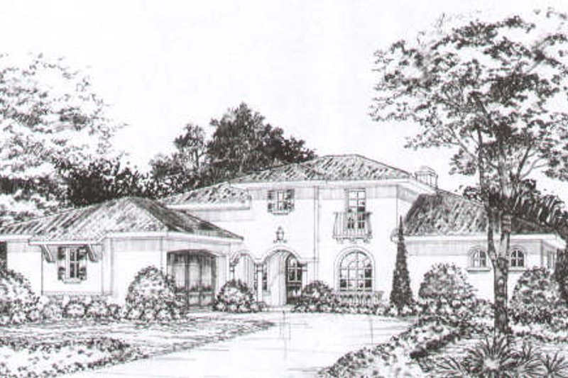Exterior - Front Elevation 2 for European House Plan #141-227 - 4 bed, 3.5 bath