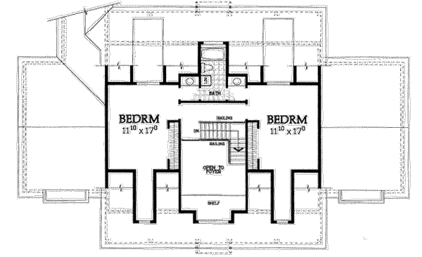 House Blueprint - Colonial Floor Plan - Upper Floor Plan #72-472