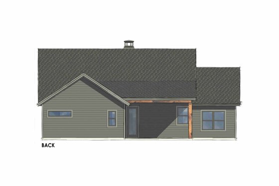 Exterior - Rear Elevation 1 for Country House Plan #1096-111 - 3 bed, 2 bath