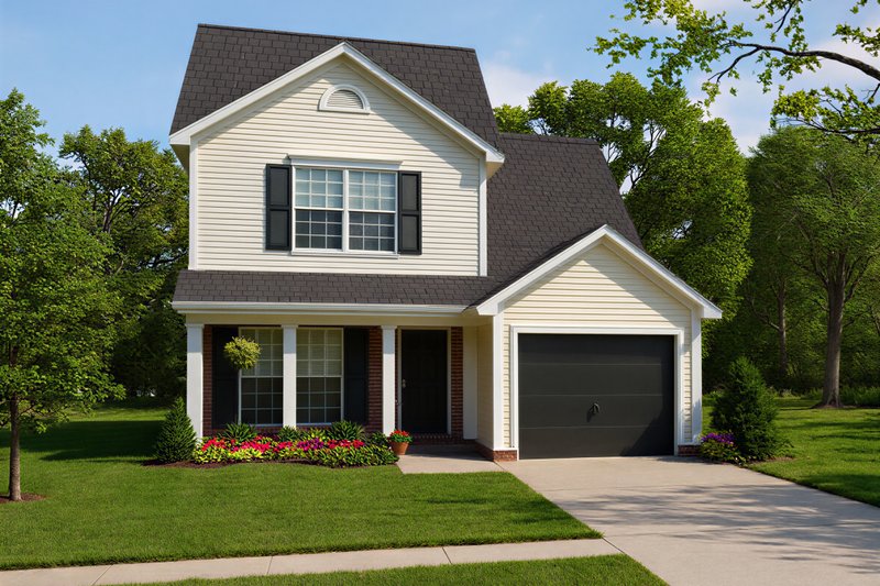 Country Style House Plan - 3 Beds 2.5 Baths 1251 Sq/Ft Plan #17-236 Exterior