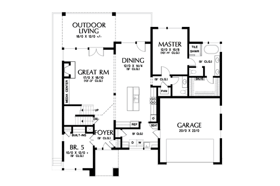 Floor Plan - Main Floor for Contemporary House Plan #48-1013 - 5 bed, 3.5 bath
