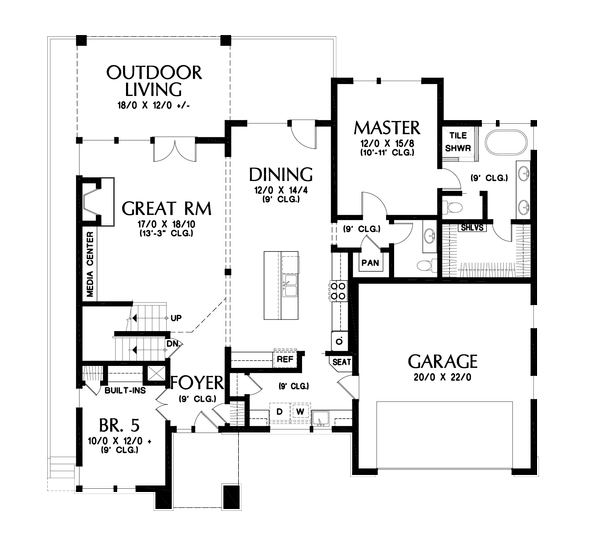 Contemporary Floor Plan - Main Floor Plan #48-1013