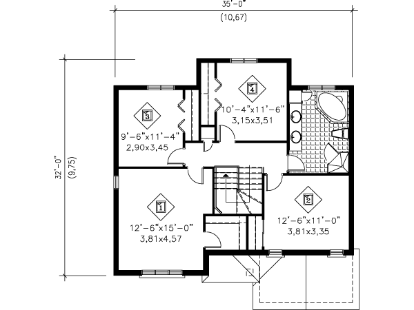 European Floor Plan - Upper Floor Plan #25-4154