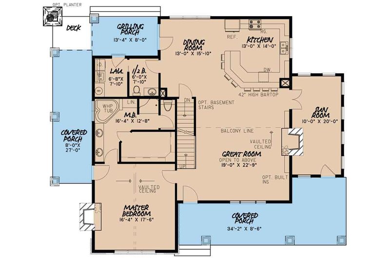 House Blueprint - Floor Plan - Main Floor for Country House Plan #923-349 - 3 bed, 2.5 bath