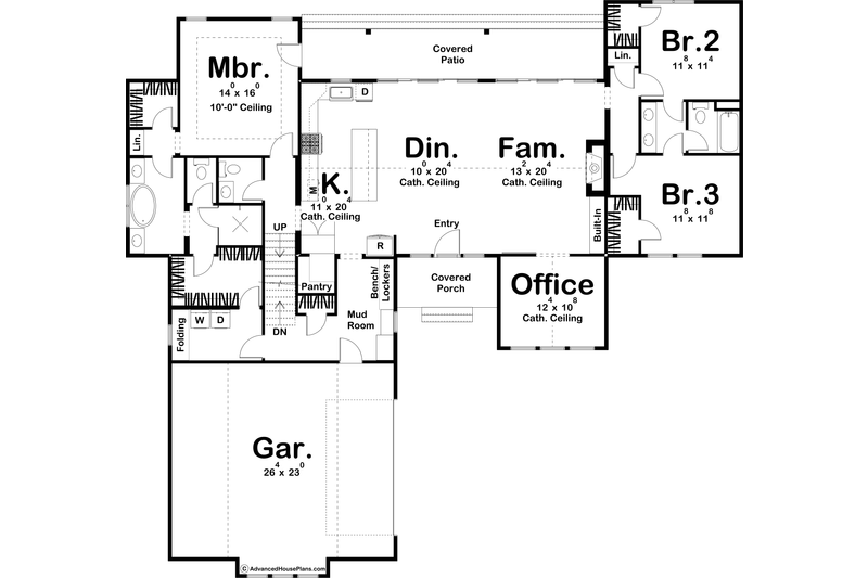 House Design - Floor Plan - Main Floor for Farmhouse House Plan #455-264 - 3 bed, 3.5 bath