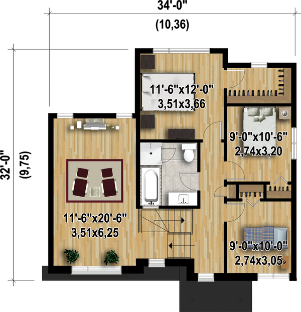 Contemporary Floor Plan - Upper Floor Plan #25-4347