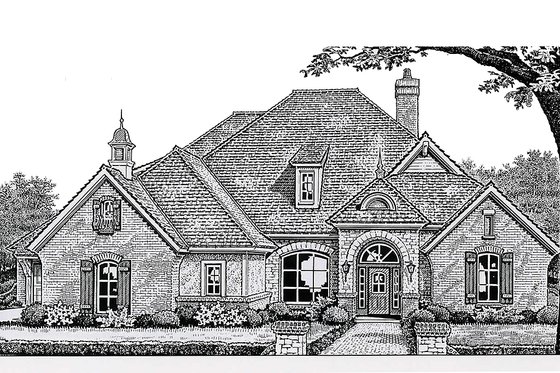 Exterior - Front Elevation for European House Plan #310-267 - 4 bed, 3 bath