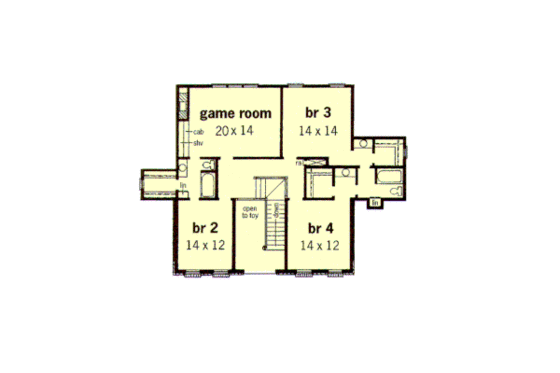 Floor Plan - Upper Floor for Southern House Plan #16-234 - 4 bed, 3.5 bath
