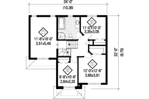 Floor Plan - Upper Floor for Traditional House Plan #25-4423 - 3 bed, 1 bath