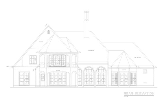 Exterior - Rear Elevation for European House Plan #20-2569 - 4 bed, 4.5 bath