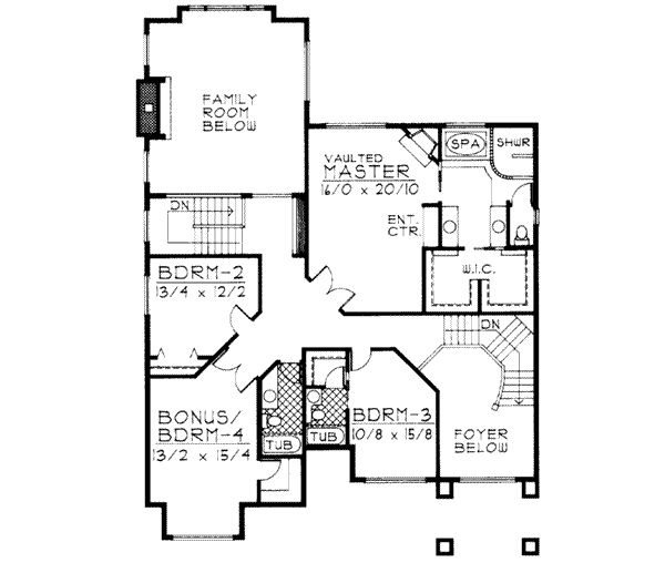 Architectural House Design - European Floor Plan - Upper Floor Plan #93-212