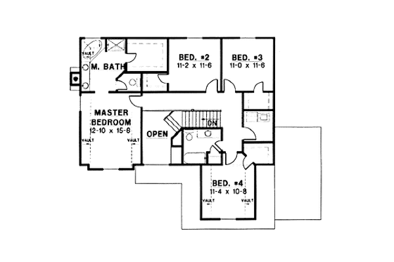 Floor Plan - Upper Floor for Traditional House Plan #67-123 - 4 bed, 2.5 bath