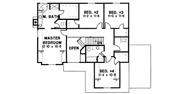 Traditional Floor Plan - Upper Floor Plan #67-123