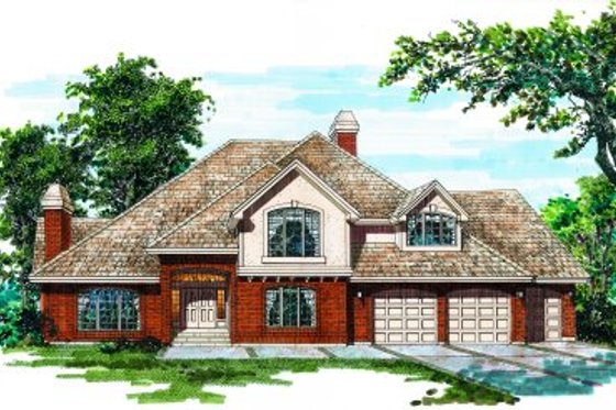 Exterior - Front Elevation for Traditional House Plan #47-607 - 4 bed, 4 bath