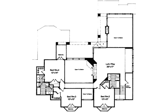 Floor Plan - Upper Floor for European House Plan #135-114 - 4 bed, 4.5 bath