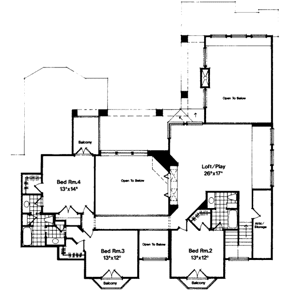 European Floor Plan - Upper Floor Plan #135-114