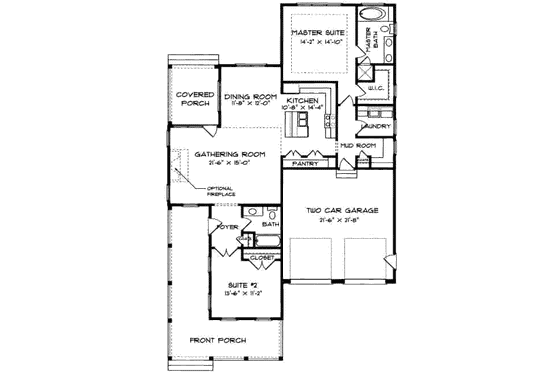 Floor Plan - Main Floor for Country House Plan #413-786 - 2 bed, 2 bath