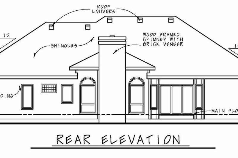 Home Plan - Exterior - Rear Elevation for Traditional House Plan #20-2244 - 3 bed, 2.5 bath