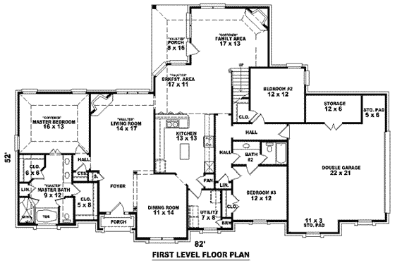 Floor Plan - Main Floor for European House Plan #81-1173 - 3 bed, 2 bath