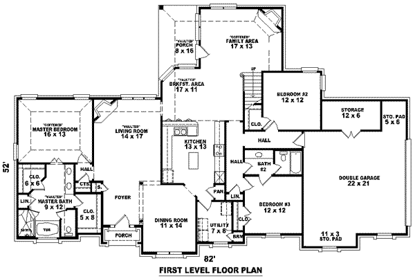Floor Plan - Main Floor for European House Plan #81-1173 - 3 bed, 2 bath