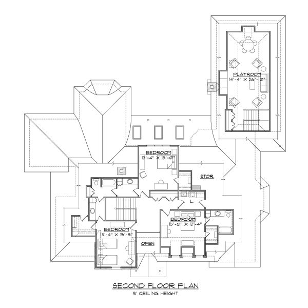 House Design - European Floor Plan - Upper Floor Plan #1054-67