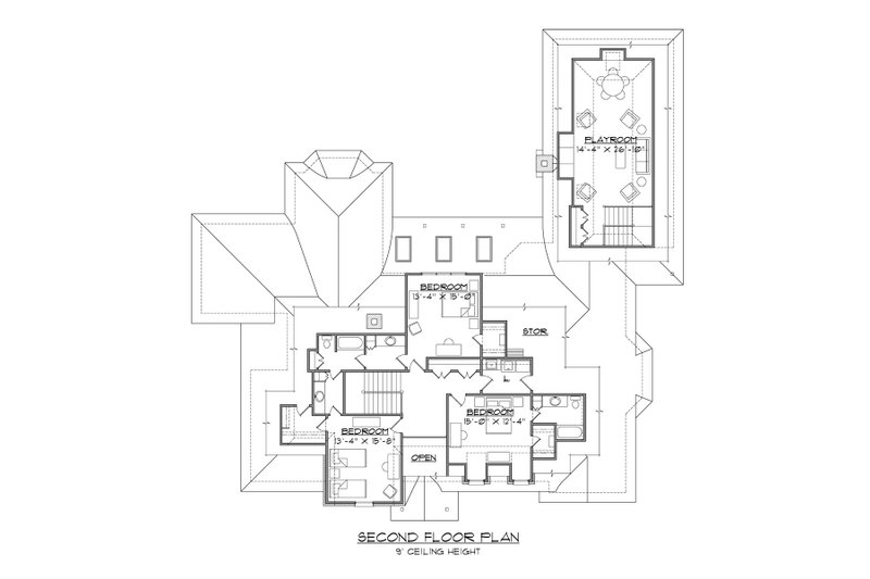 Home Plan - Floor Plan - Upper Floor for European House Plan #1054-67 - 5 bed, 4.5 bath